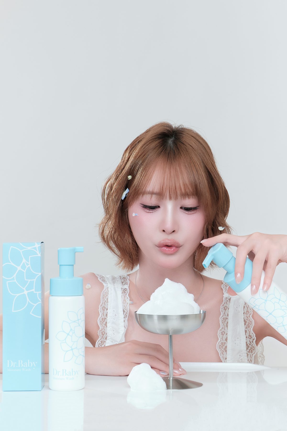 Dr.Baby Moisture Wash で泡を立てているところ